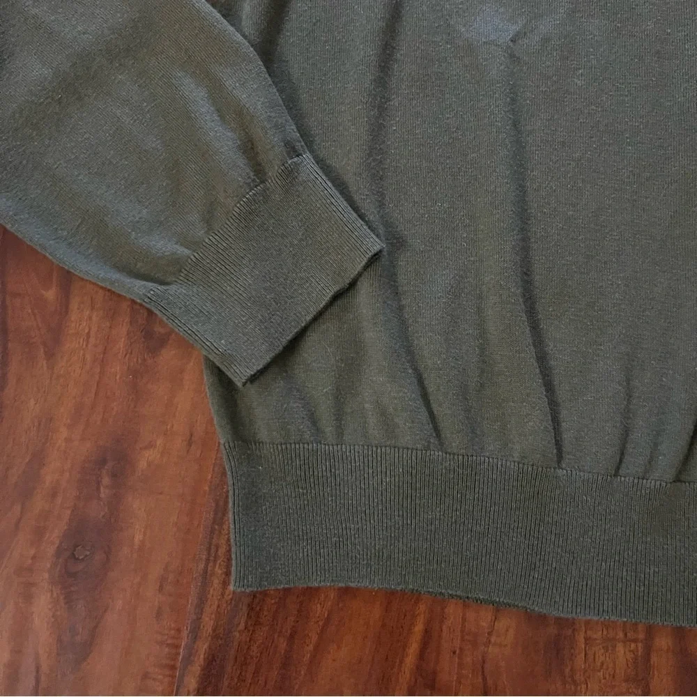 Banana Republic Olive Green Silk Cashmere Blend Half Zip size XL